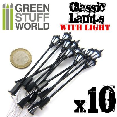 Πλαστικά κλασικά φωτιστικά με φώτα LED - 10 τεμ.