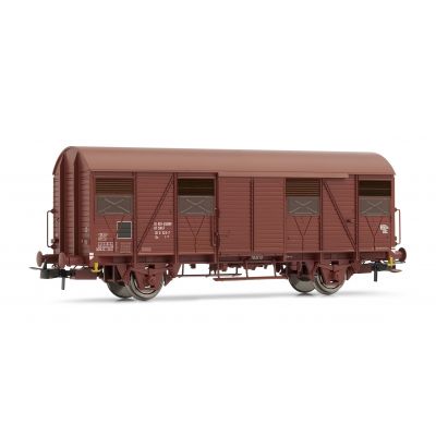 Σετ Βαγονιών Set of 2 closed wagons G4 (wooden) UIC ORE with opened shutters, red oxyde, SNCF period IV JOUEF 6154