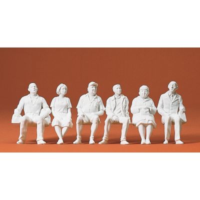 Sitzende Reisende. 6 Figuren