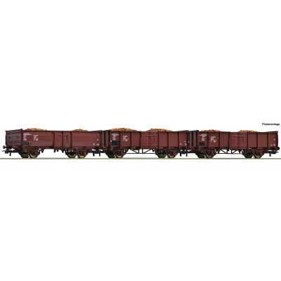 Roco 76081 HO 3 pieces set Freight wagons Gondolas DR