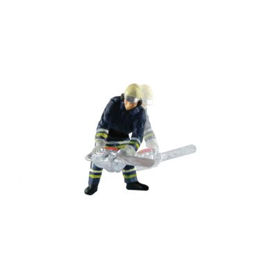 H0 Fireman with chain saw, moving
